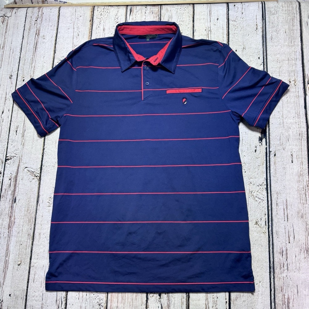 Extracurricular Polo Golf Shirt Men's Large Blue Red Stretch Golf Performance‎